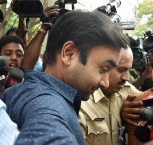 Bengaluru : Cricketer Amit Mishra comes out from the Cubbon park Police Station after he got bail in connection with a complaint of assault filed by a woman, in Bengaluru on Tuesday.